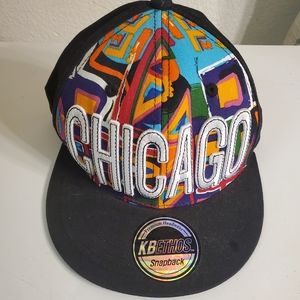 NWT KBEthos Snapback Premium Headwear Chicago White Letters Wild Print Hat NOSZ